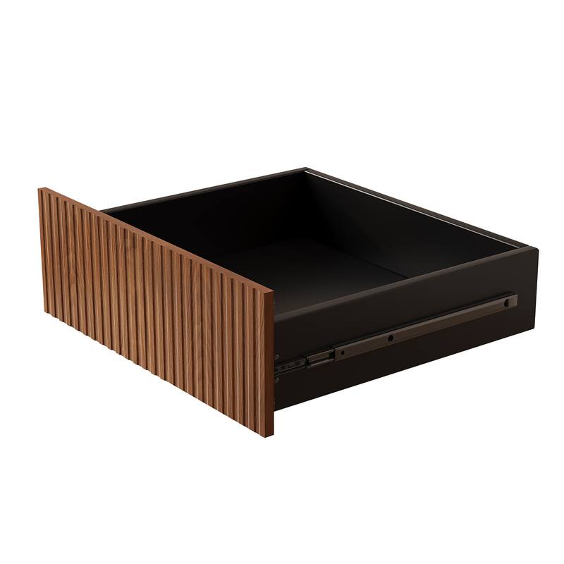 6 Drawers 47.3'' W Double Dresser With Walnut Waveform Fluted Panel Versatile Storage