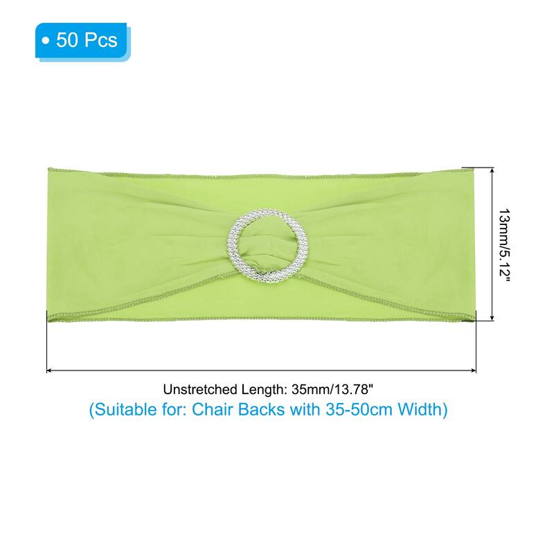 Chair Bows Sash 50 Pcs Stretch Chair Cover Band Elastic Chair Tie - Grass Green