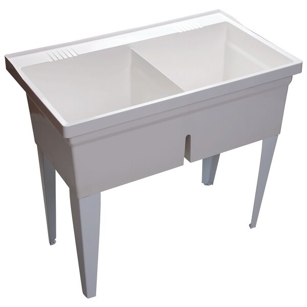 Proflo Pflt4024 40 Double Basin Free Standing Laundry Sink With 50 50 Split White