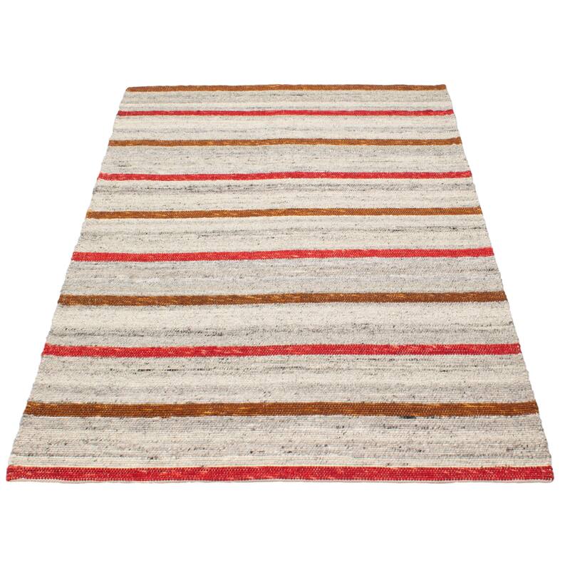 ECARPETGALLERY Braid weave Sienna Grey Wool Rug - 5'1 x 8'1