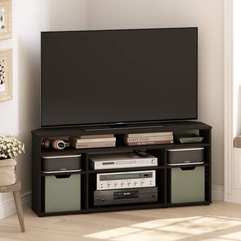Furinno Jensen Corner TV Stand TV up to 55 Inches, Espresso