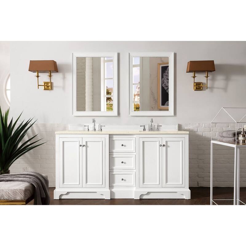 James Martin Vanities De Soto 74" Double Basin Hardwood Vanity Set