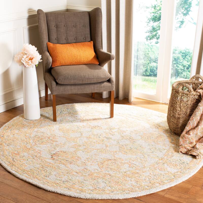 SAFAVIEH Handmade Abstract Atossa Modern Wool Rug - 6' Round - Beige/Gold
