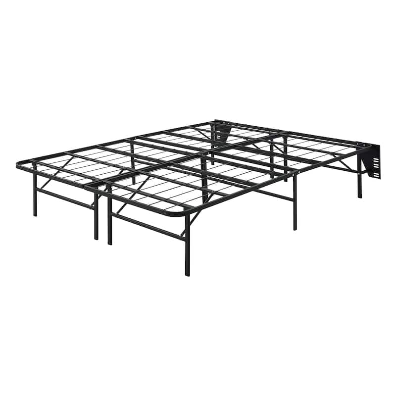 Raven Foldable Metal Platform Bed Frame, Full - Black