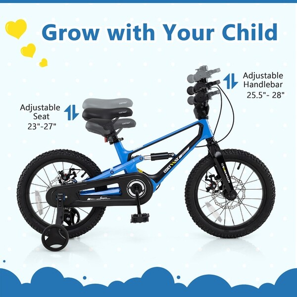 16 Inch Kids Bike with Adjustable Height and Shock Absorber