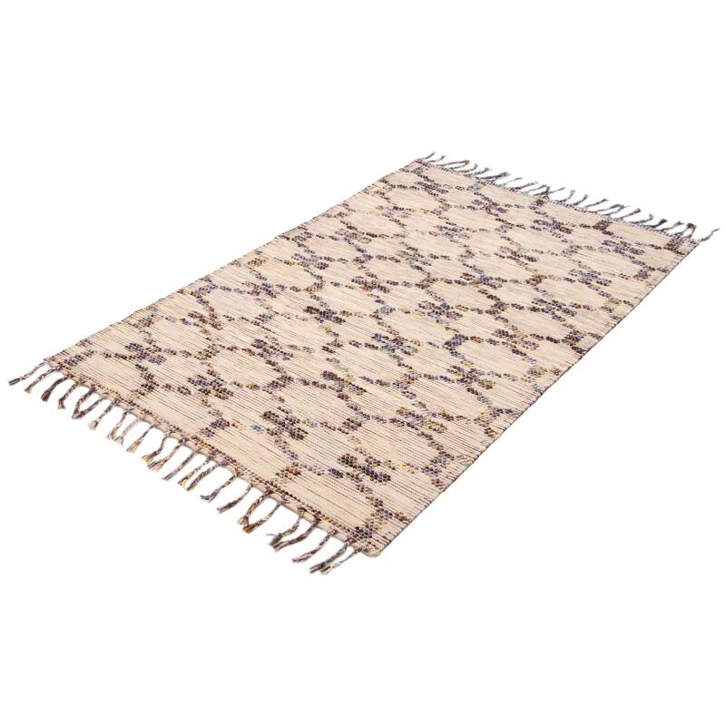 ECARPETGALLERY Braid weave Sienna Light Khaki Wool Rug - 5'0 x 8'0