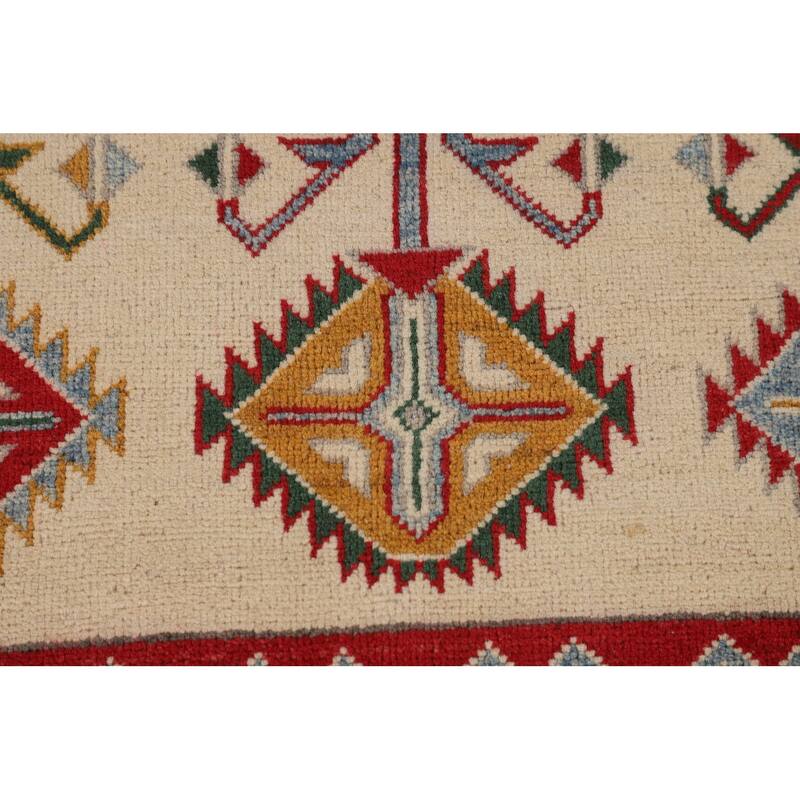 Tribal Geometric Kazak Oriental Area Rug Hand-Knotted Wool Carpet - 6'6" x 10'4"