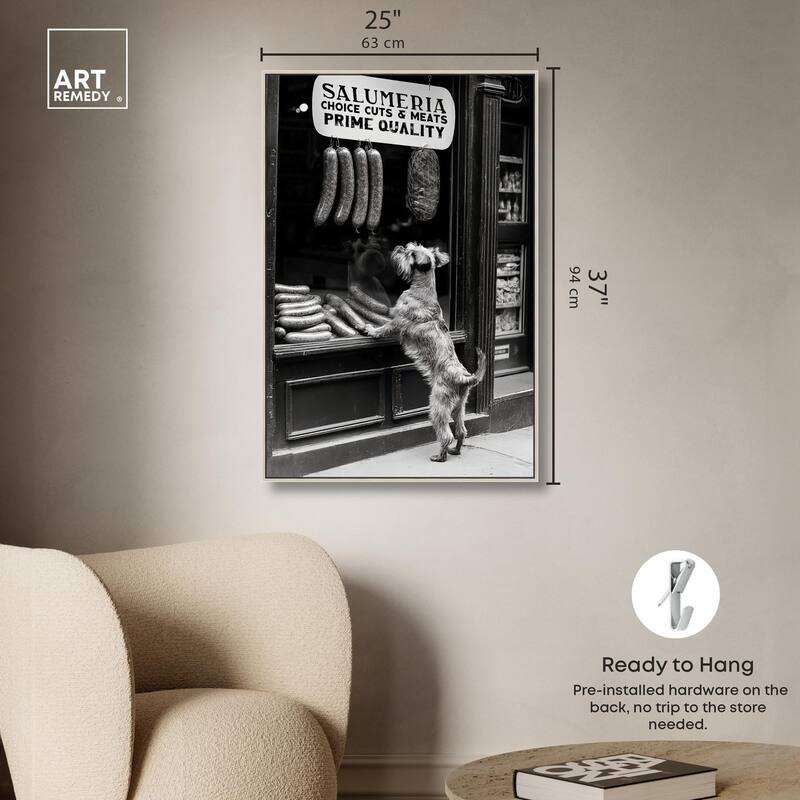Window Shopping Pup Canvas by Art Remedy