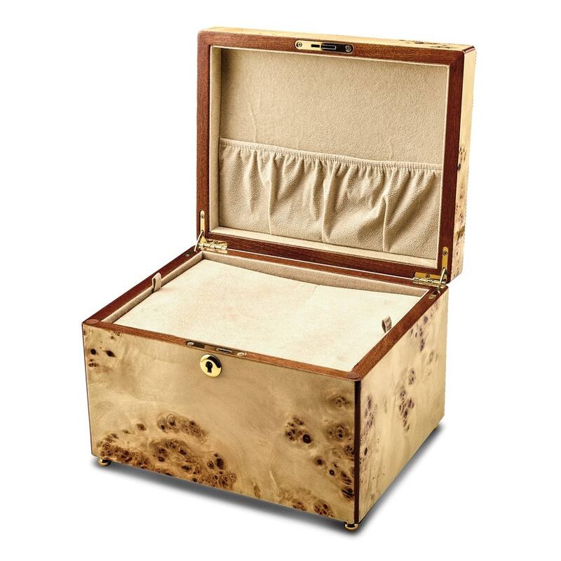 Curata Luxury Giftware Mapa Burlwood Veneer High Gloss Finish Locking Memorial Keepsake Box