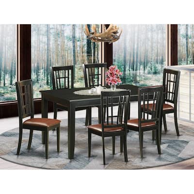 Dinette Set - Kitchen Table with 6 Chairs - Solid Wood Dining Room Set