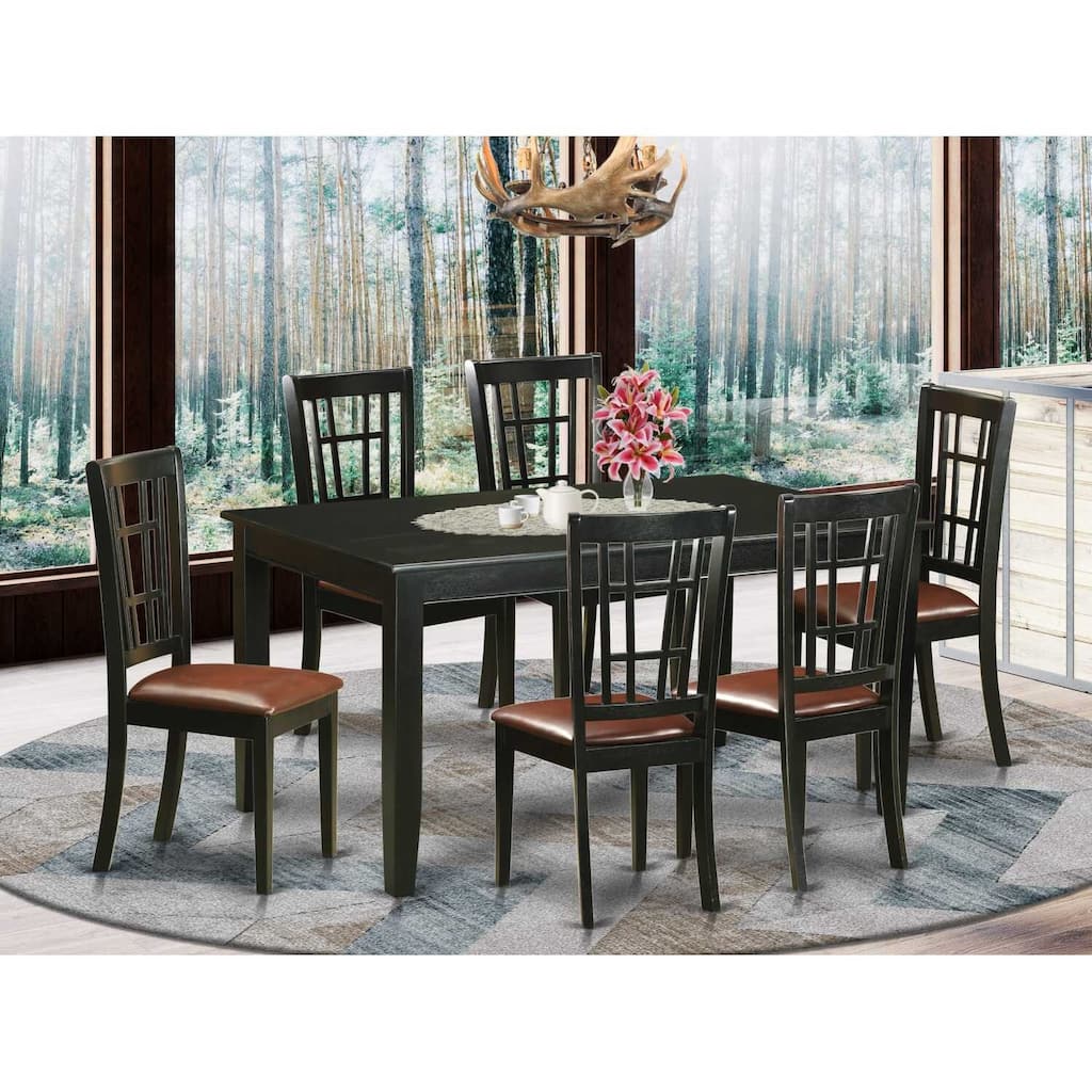 Dinette Set - Kitchen Table with 6 Chairs - Solid Wood Dining Room Set