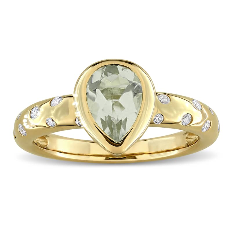 Miadora Gemstone and 1/4ct TDW Diamond Ring in 10k Yellow Gold