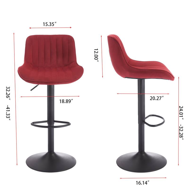 Chrome Footrest And Base Swivel Height Adjustable Mechanical Lifting Velvet + Blackening Leg Simple Bar Stool