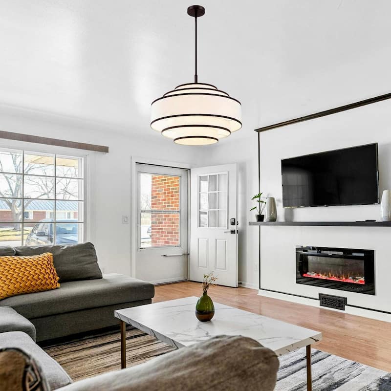 GetLedel 24" Modern 5-Light Dimmable Tiered Drum Chandelier