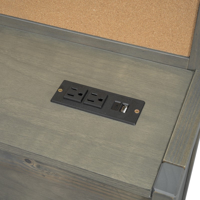 Twin Size Wooden Daybed with 3 Storage Drawers, Upper Soft Board, shelf, and a set of Sockets and USB Ports, Walnut