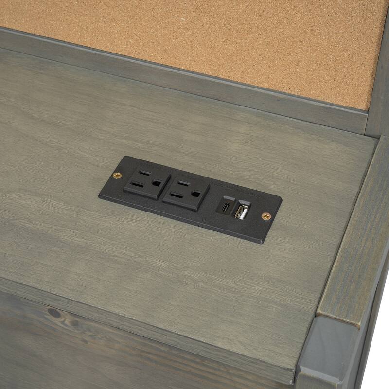 Twin Size Wooden Daybed with Storage Drawers, USB Ports, and Shelf, Gray