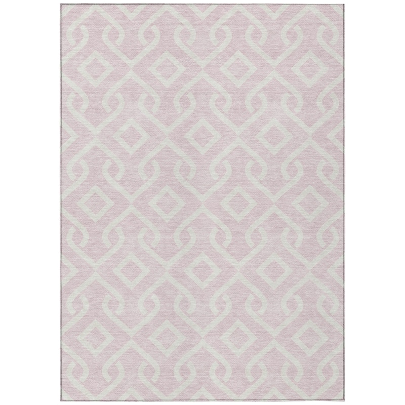 Machine Washable Indoor/ Outdoor Chantille Modern Trellis Rug