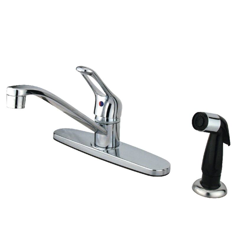 Kingston Brass Wyndham Kitchen Faucet with Metal Lever Handle and Side - Polished Chrome