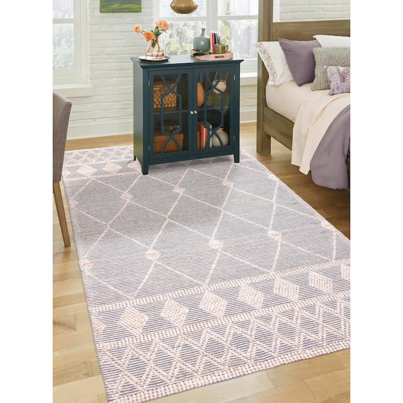 ECARPETGALLERY Braid weave Sienna Pink Wool Rug - 5'1 x 7'6