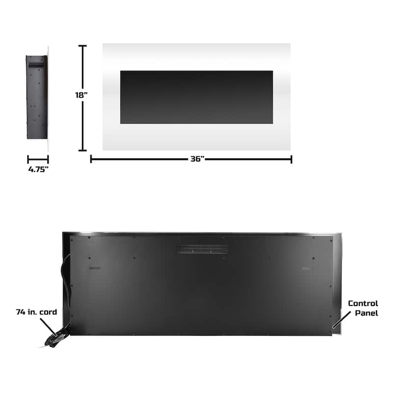 Northwest 36-Inch Wall-Mounted Electric Fireplace with 10 Color Options