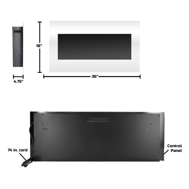 Northwest Wall-mounted LED Electric Fireplace w/ Remote