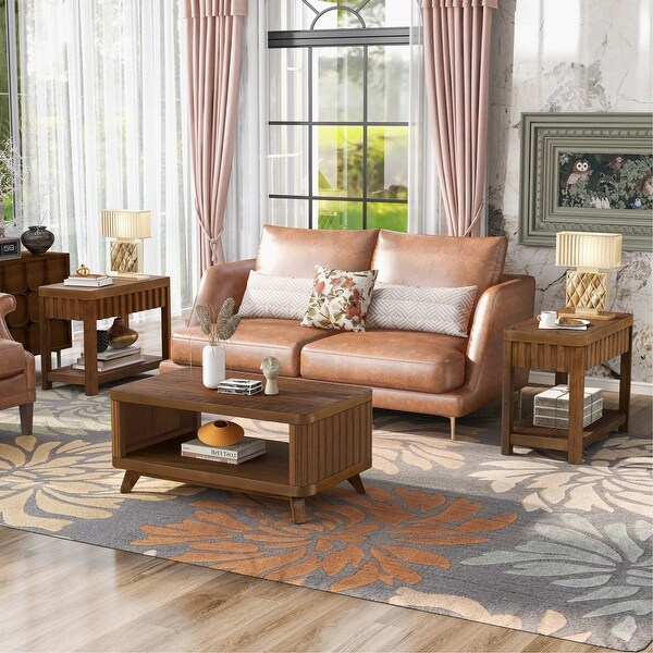 3 Piece Rectangular Living Room Coffee Table Set Wood Center Table Tea Table Set Bed Bath Beyond 42353456