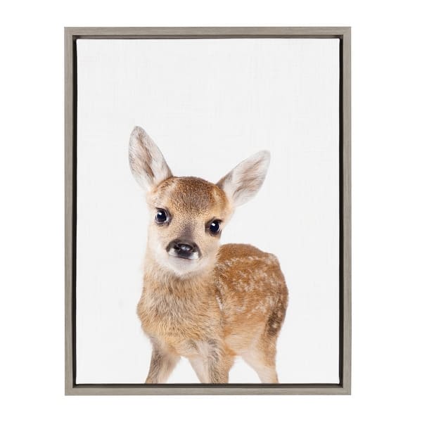 slide 2 of 11, Sylvie Baby Deer Animal Print Framed Canvas Wall Art by Amy Peterson