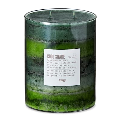 Cool Shade Themed Scented Paraffin Wax Pillar Candle Wide, Green, 4x5 inch, Burn Time 75 Hours