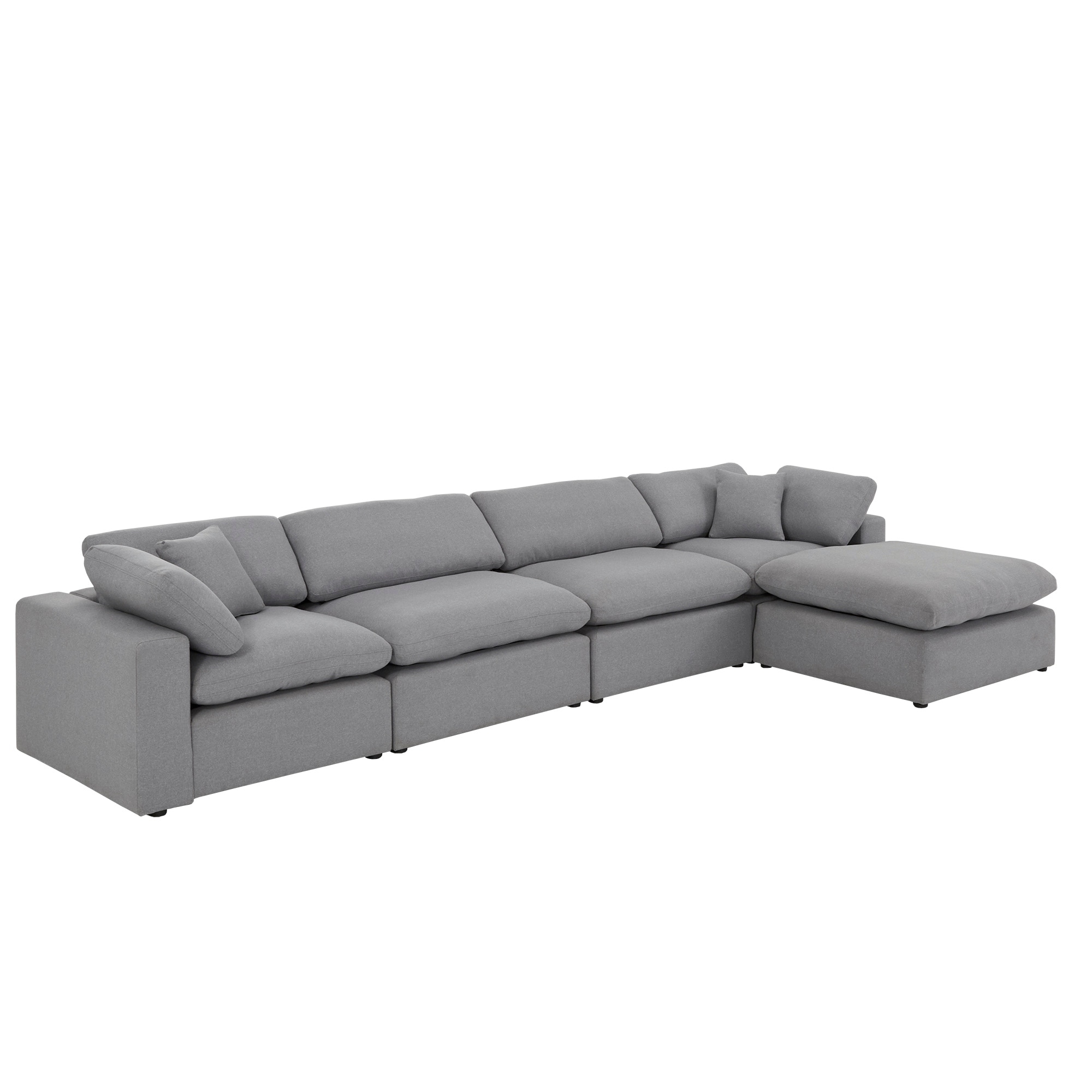 iNSPIRE Q Anka Grey Linen Down Filled Cushioned Chaise Sectional Sofa with Ottoman by  Modern