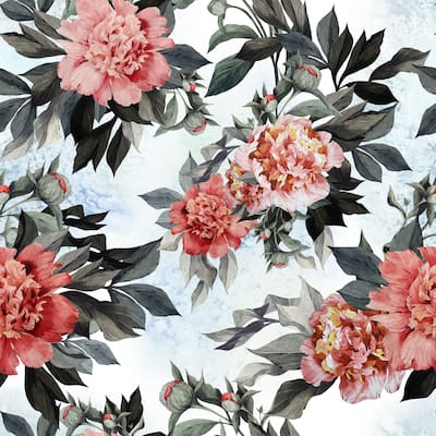 Dondules Red and Pink Peonies Removable Wallpaper - 24'' inch x 10'ft