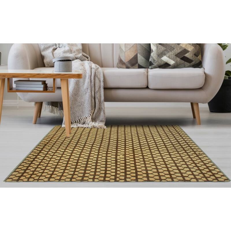 Balochi Aerwyna Ivory/Brown Rug - 3'8" x 5'6"
