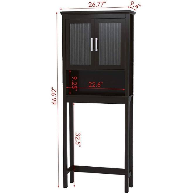 Spirich Home Bathroom Shelf Over The Toilet, Bathroom Cabinet Organizer with Moru Tempered Glass Door