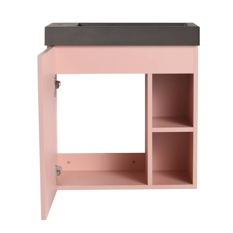 20" Floating Bathroom Vanity with Sink, Mini Wall Mounted Bathroom Vanity with Soft Close Door