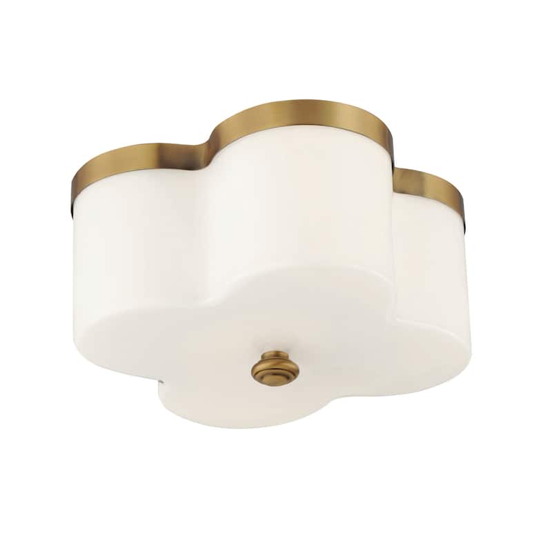 Maxim 12240 Clover 2 Light 13" Wide Flush Mount Ceiling Fixture - Natural Aged Brass