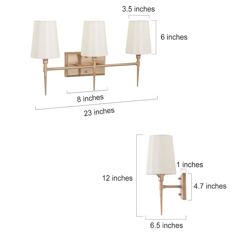 Barr Mid-Century Modern Gold Bathroom Vanity Light Dimmable Fabric Wall Sconces