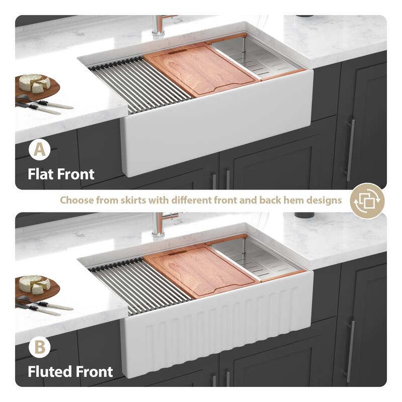 Farmhouse Sink Workstation - Ceramic Single Bowl Farm Kitchen Sink