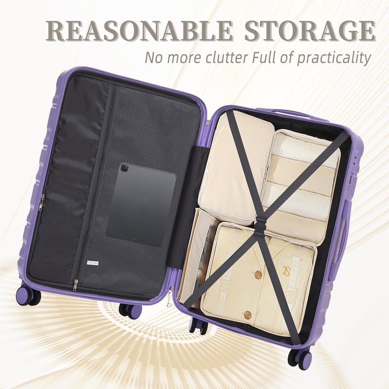 3-Piece, 20, 24, 28-Inch Modern Luggage Sets with Side Handle, Swivel Wheels and Combination Lock, for Boarding Travel