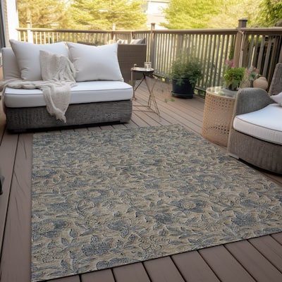 Machine Washable Indoor/ Outdoor Chantille Floral Rug