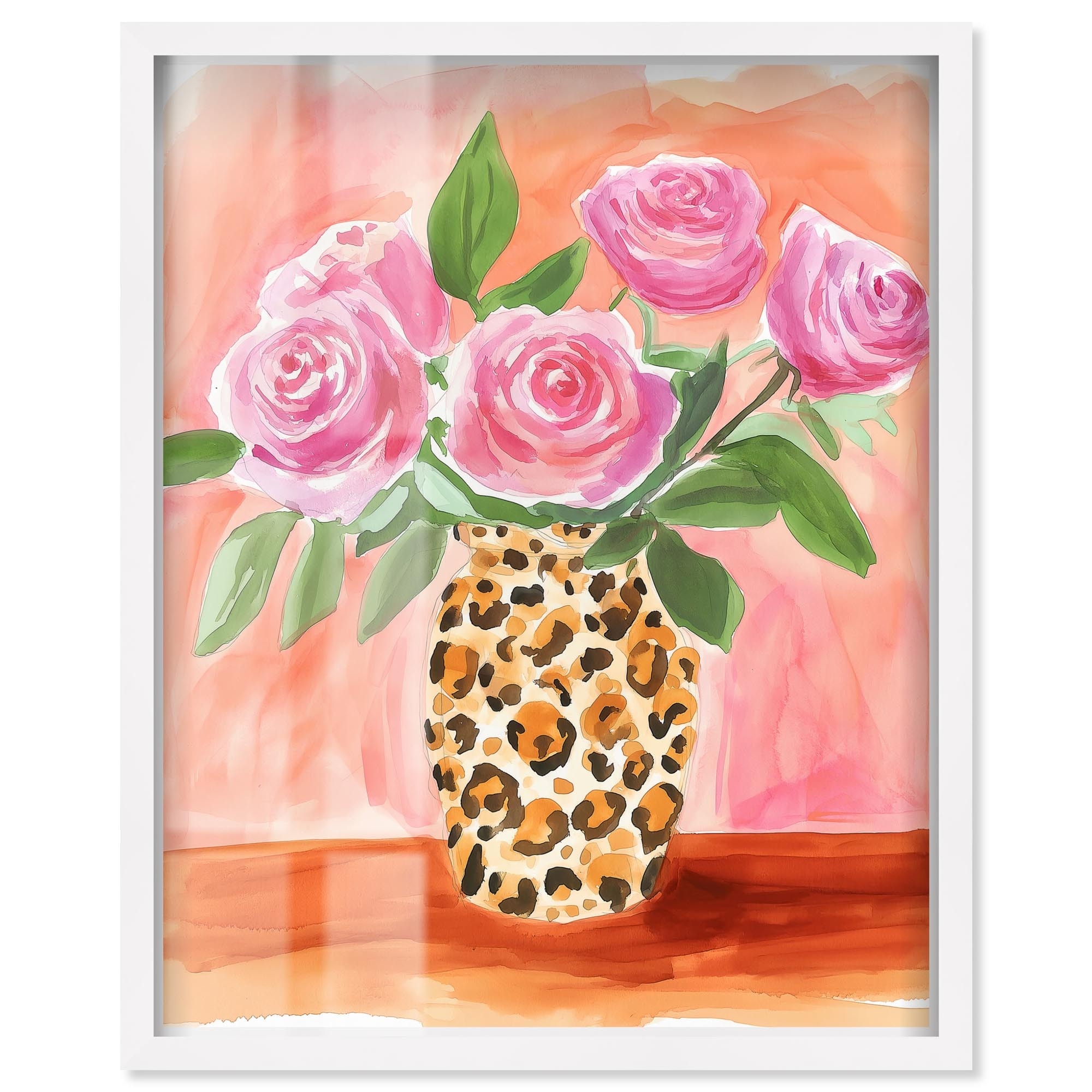 Roses in Leopard Fashion Art Shadowbox Print by Art Remedy