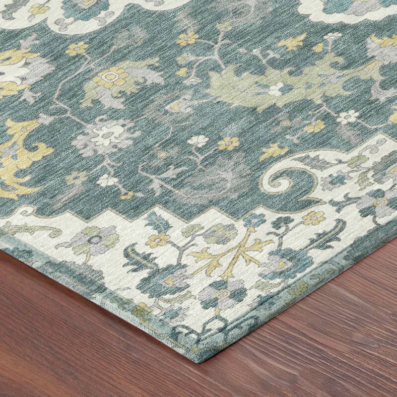Machine Washable Indoor/ Outdoor Traditional Indore Chantille Rug