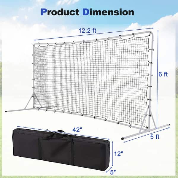 dimension image slide 0 of 2, Costway Soccer Rebounder Net 12 x 6 FT Portable Football Training - See Details