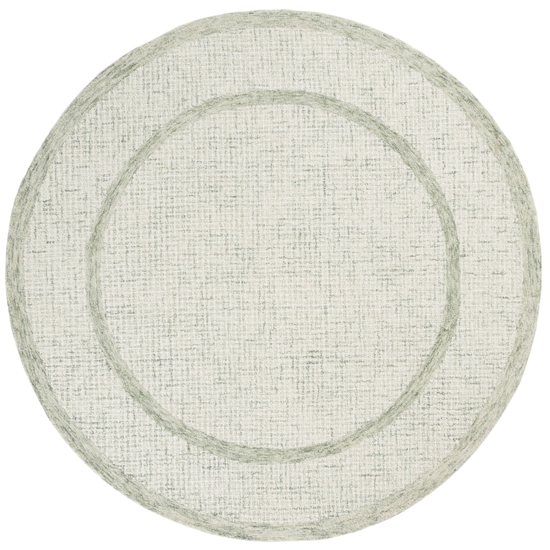 SAFAVIEH Handmade Pine Anjelien Modern Wool Rug - 6' Round - Sage/Ivory