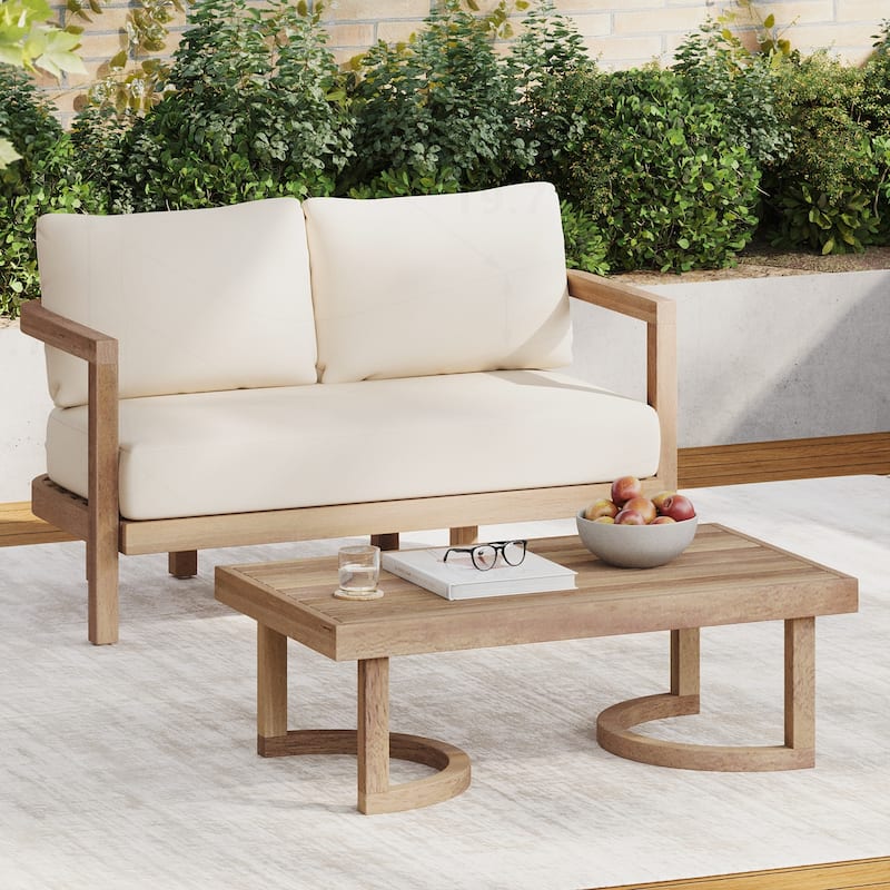 2 - Person Outdoor Acacia Wood Patio Seating Group