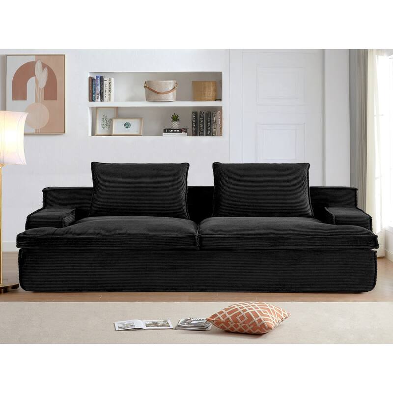 4 Seater Ergonomic Compressed Sofa Oversized Corduroy Couch