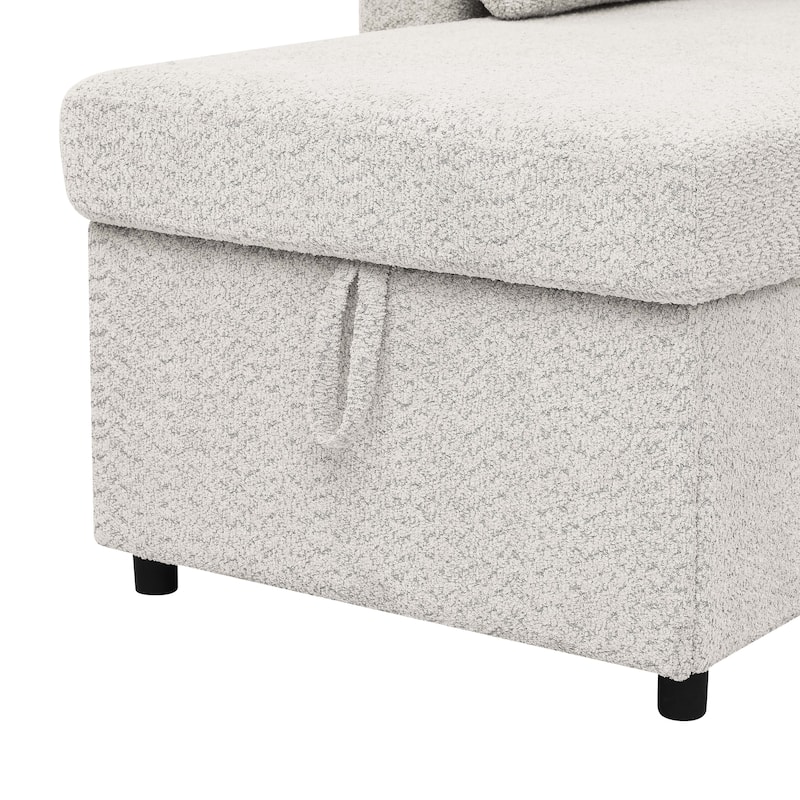 3 in 1 Convertible Sleeper Sofa Couch, 86.2 Inch L Shaped Sectional Sofa with Built In Storage Chaise and Pull Out Bed