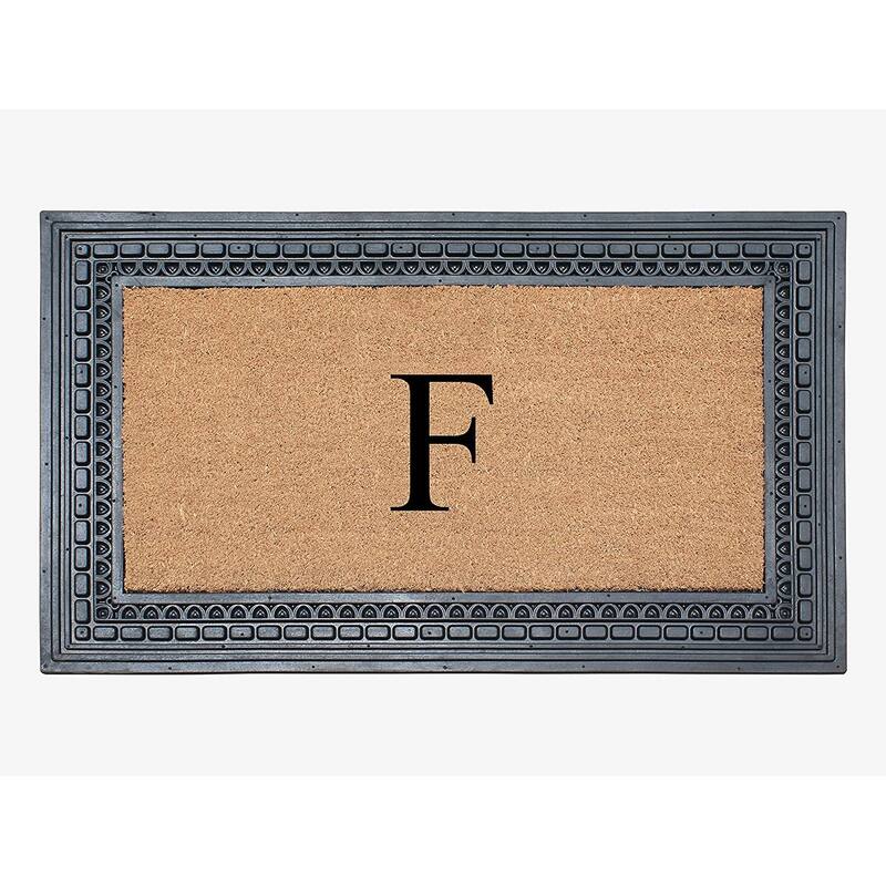 A1HC Rubber and Coir, 24" X 39" Heavy Duty Outdoor Monogrammed Doormat - Monogrammed F