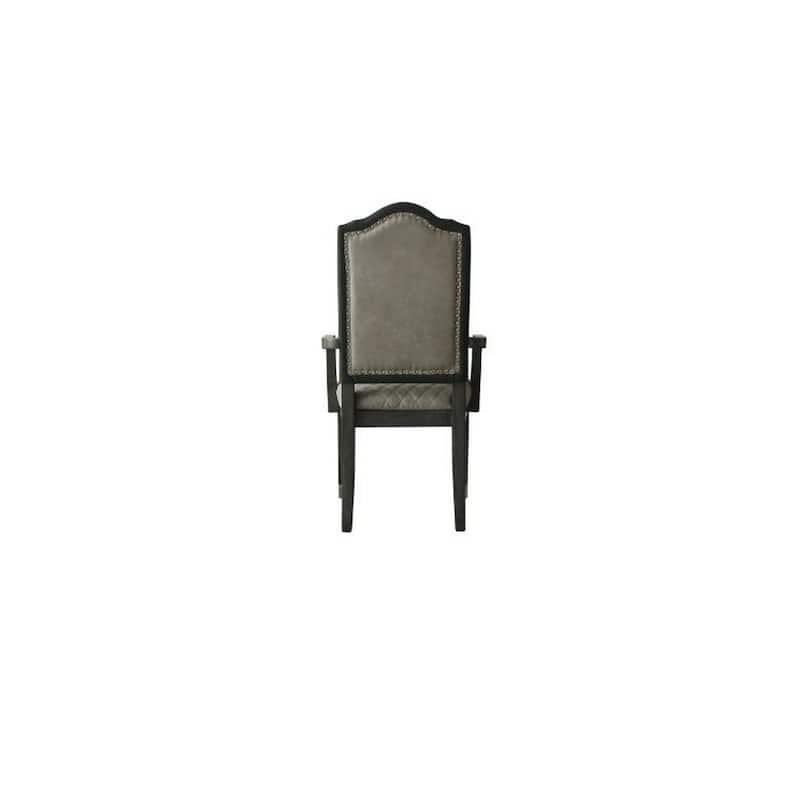 Arm Chair with Fabric Seat and Arched Top, Set of 2, Beige