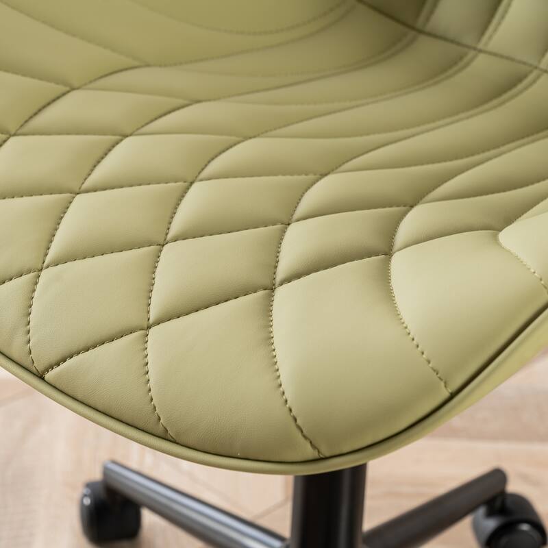 Faux Leather Office Chair with Wheels, Upholstered Task Chair