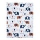 preview thumbnail 2 of 5, Lambs & Ivy Playful Elephant White/Blue Printed Fleece Baby Blanket