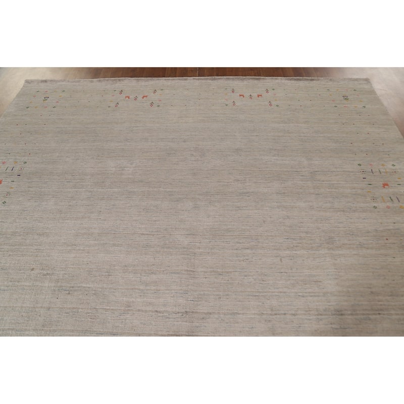 Beige Gabbeh Indian Area Rug Handmade Wool Carpet - 8'3"x 9'8"